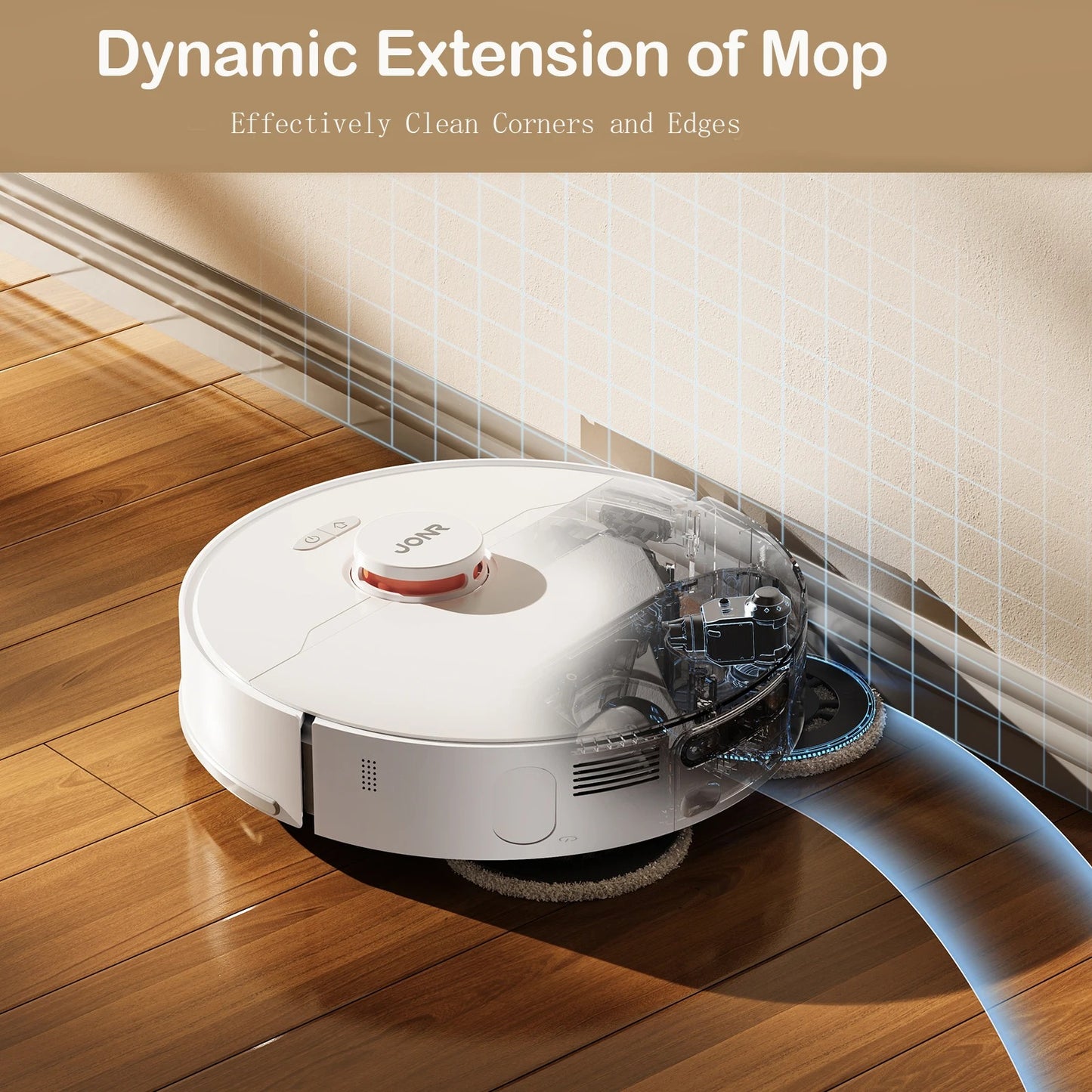 Robot Vacuum with vacuuming, mopping, drying, and wiping capabilities.